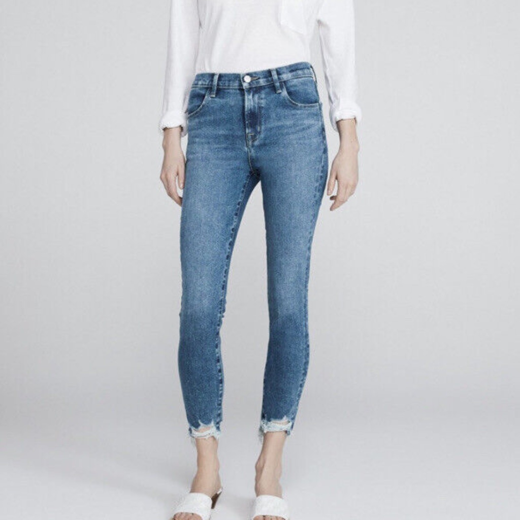 Jbrand Alana High-Rise Cropped Skinny Frayed Hem Size 27